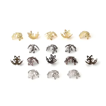 

500pc/lot 13x4mm Gold/Antique Bronze/Silver/Rhodium/Gunblack Color Hollow Flower Bead Caps End Beads Caps for DIY Jewelry Making