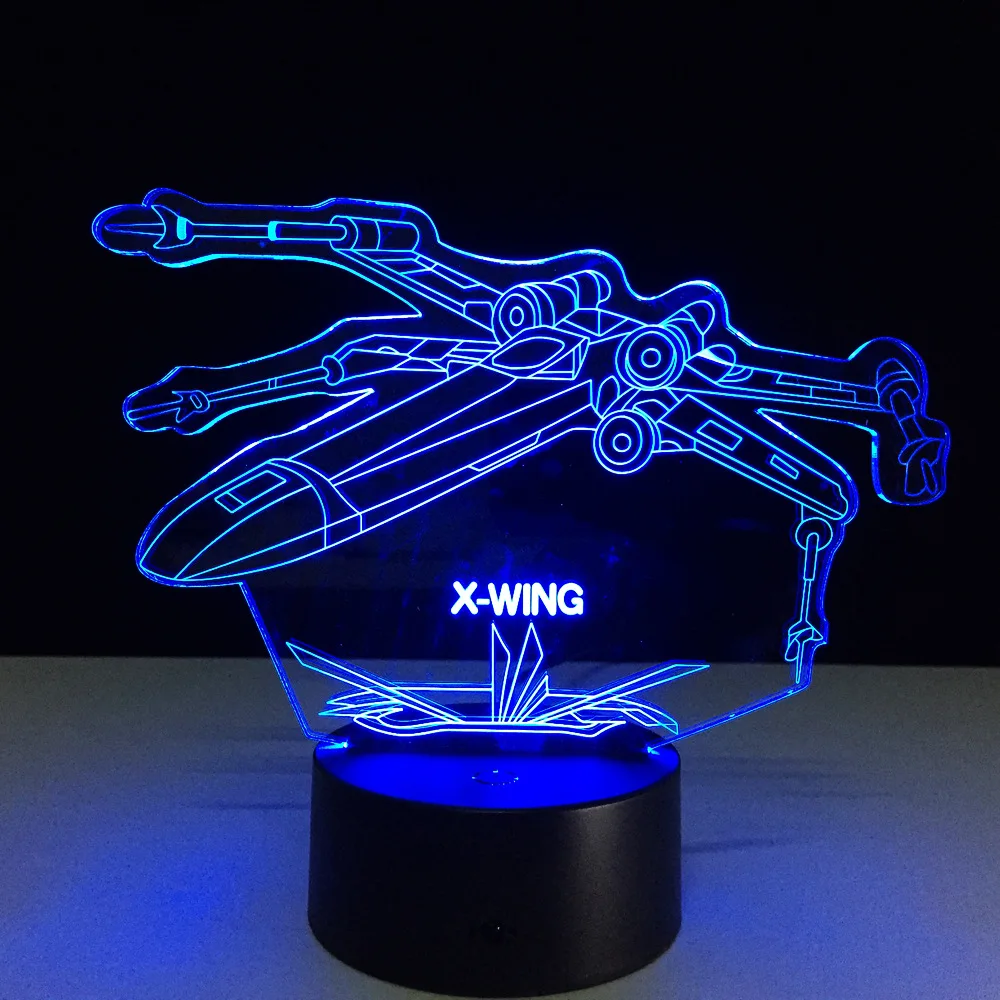 X Wing Fighter Star Wars 3D Desk Lamp night lights night lamp USB touch 7 Colour Gradient Night