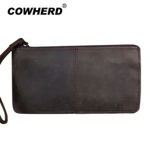 Ковбойский Hiqh качественный унисекс дневной клатч, сумка для мужчин и женщин, Винтажный дизайн, кошелек на молнии, crazy horse, натуральная коровья кожа, сумка на запястье