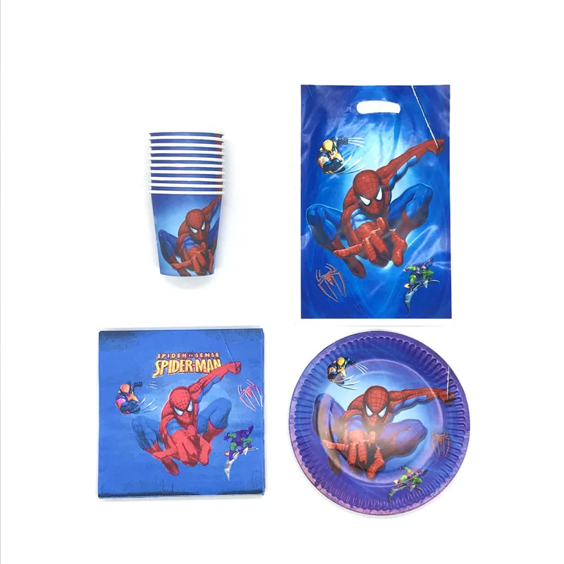 

50pcs/lot Spider-Man Family Party Boy Girl Birthday Party Disposable Paper Cup Plate Plastic Gift Bag Napkin Decoration Supply