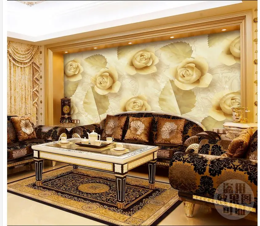 Scarica Gratis Images Personnalise 3d Papier Peint Dore Rose Salon Pierre Tv Canape dernière salutations