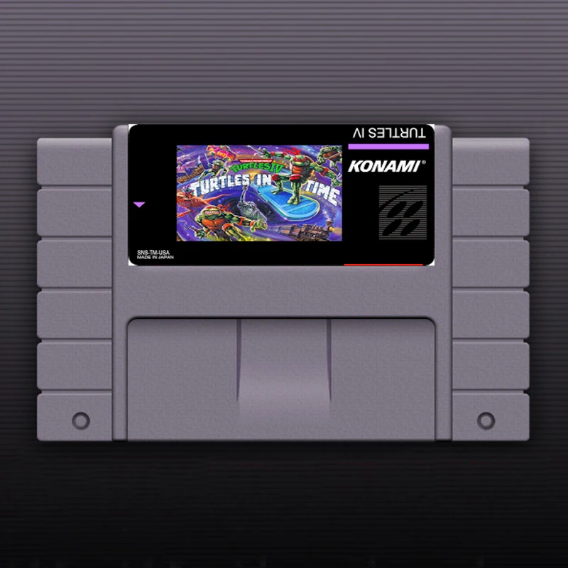

Turtles IV Turtles In Time 16 Bit Big Gray Game Card For NTSC Game Player