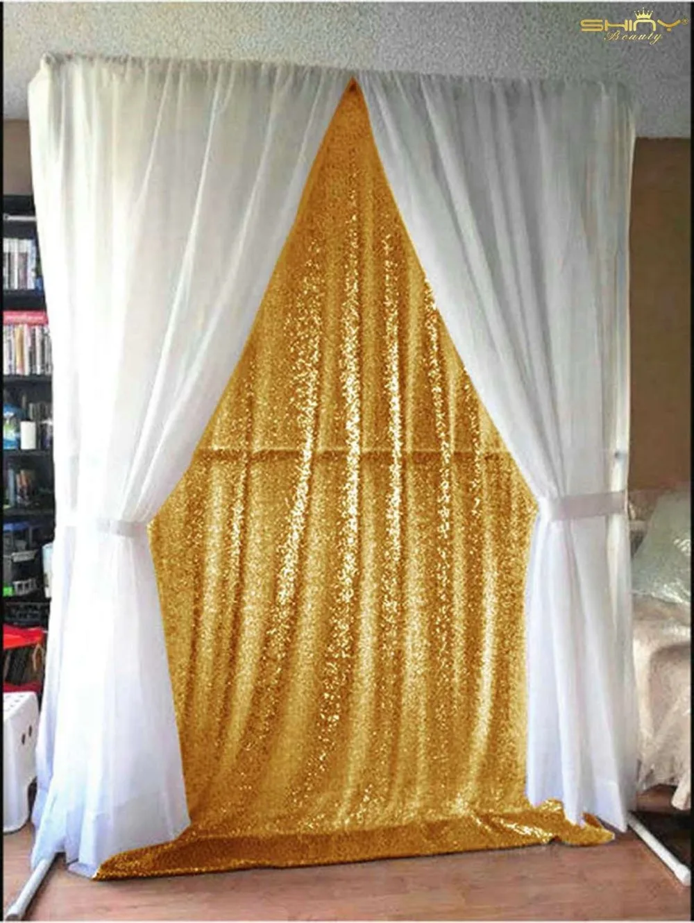 

4x7ft Gold Sequin Fabric Background Photobooth Backdrop Gold Wedding Curtain For Christmas/Wedding Decoration/party decoration