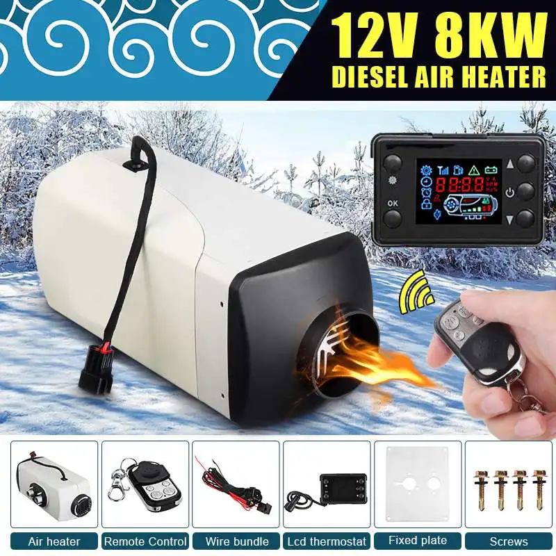 

Diesel Air Heater 12V 8KW Car Heater Remote Control With LCD Thermostat Diesel Fuel Heater For Car Truck Boat Bus Trailer Heater