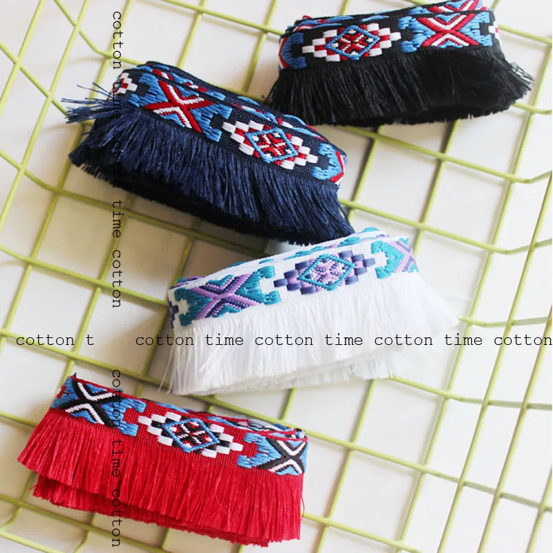 Лента с вышивкой и кисточками шириной 3 5 см ярдов/партия цветов|webbing for bags|ribbon