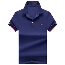 de haute qualiteTops coton a manches courtes рубашка поло, Мужская chemise Pur couleur polo chemises