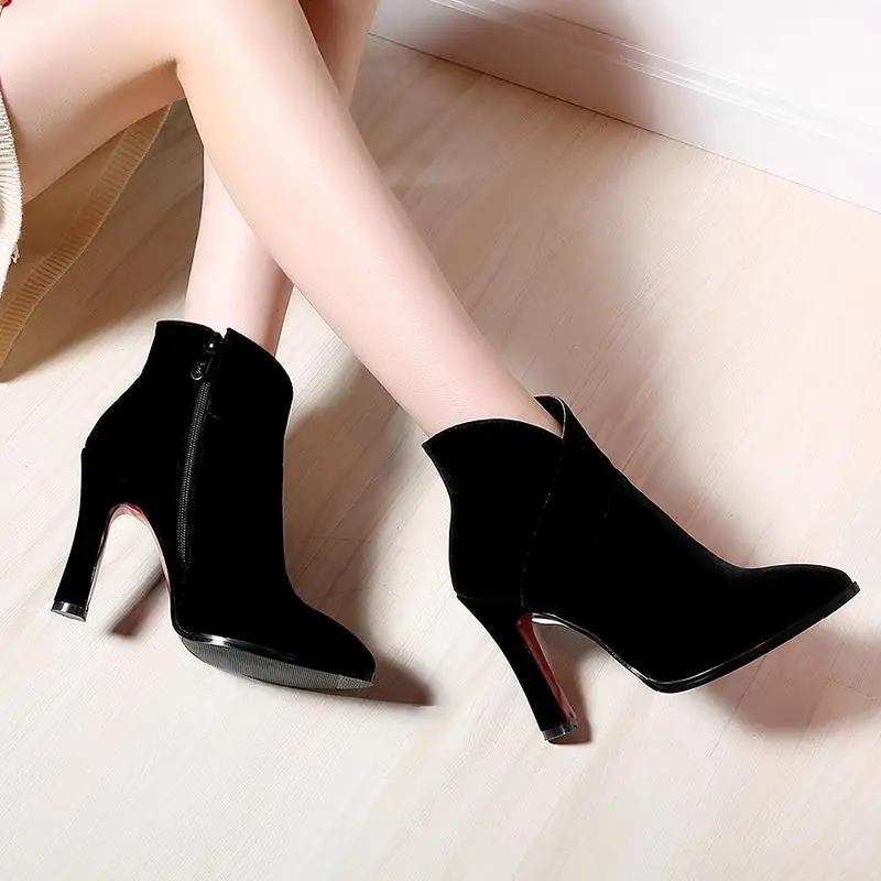 

2015 Winter Autumn New Martin Side Zipper Ankle boots Women Solid Colors Pointed Toe Boots Fashion Ankle Shoes Size 34-39 R659