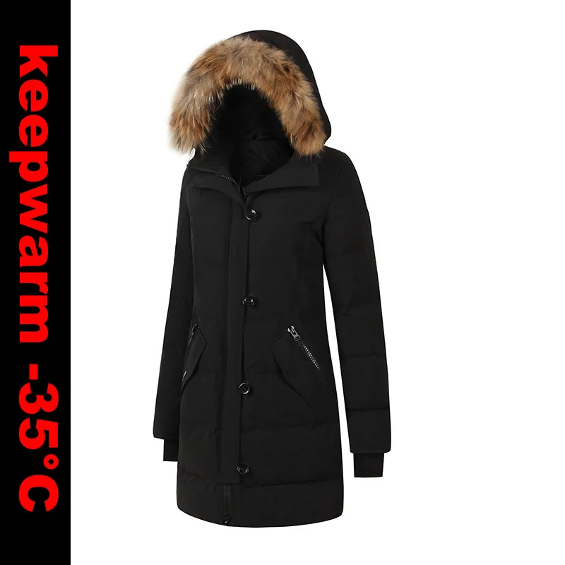 

canada usa style no Brand logo New Womens Duck Down Thick Warm Winter Long Parka kensington Coat With Removeahle Raccoon Fur