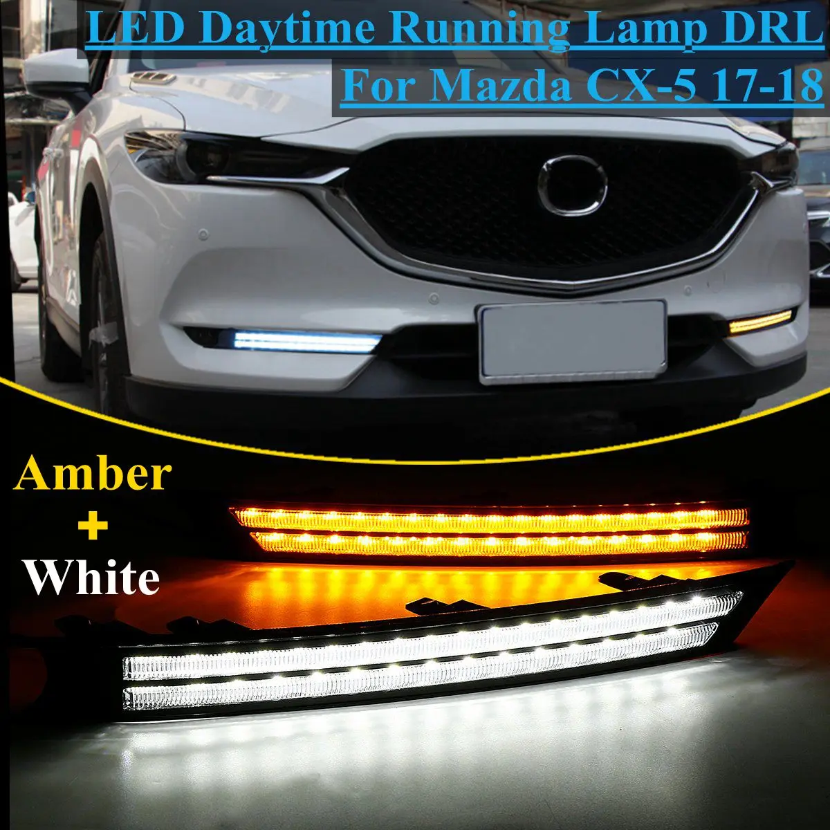 

12V Led Car Drl Daytime Running Light Fog Lamp Decoration Flowing Turn Signal For Mazda Cx-5 Cx5 2017 2018 Relay Waterproof