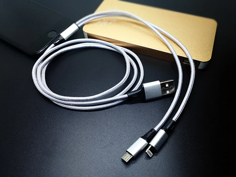 NOHON 2 IN 1 Lighting USB Micro USB Charger Cables For Samsung S6 S7 Huawei Phone Charging Cable For iPhone X 8 7 6 Cord Line (10)