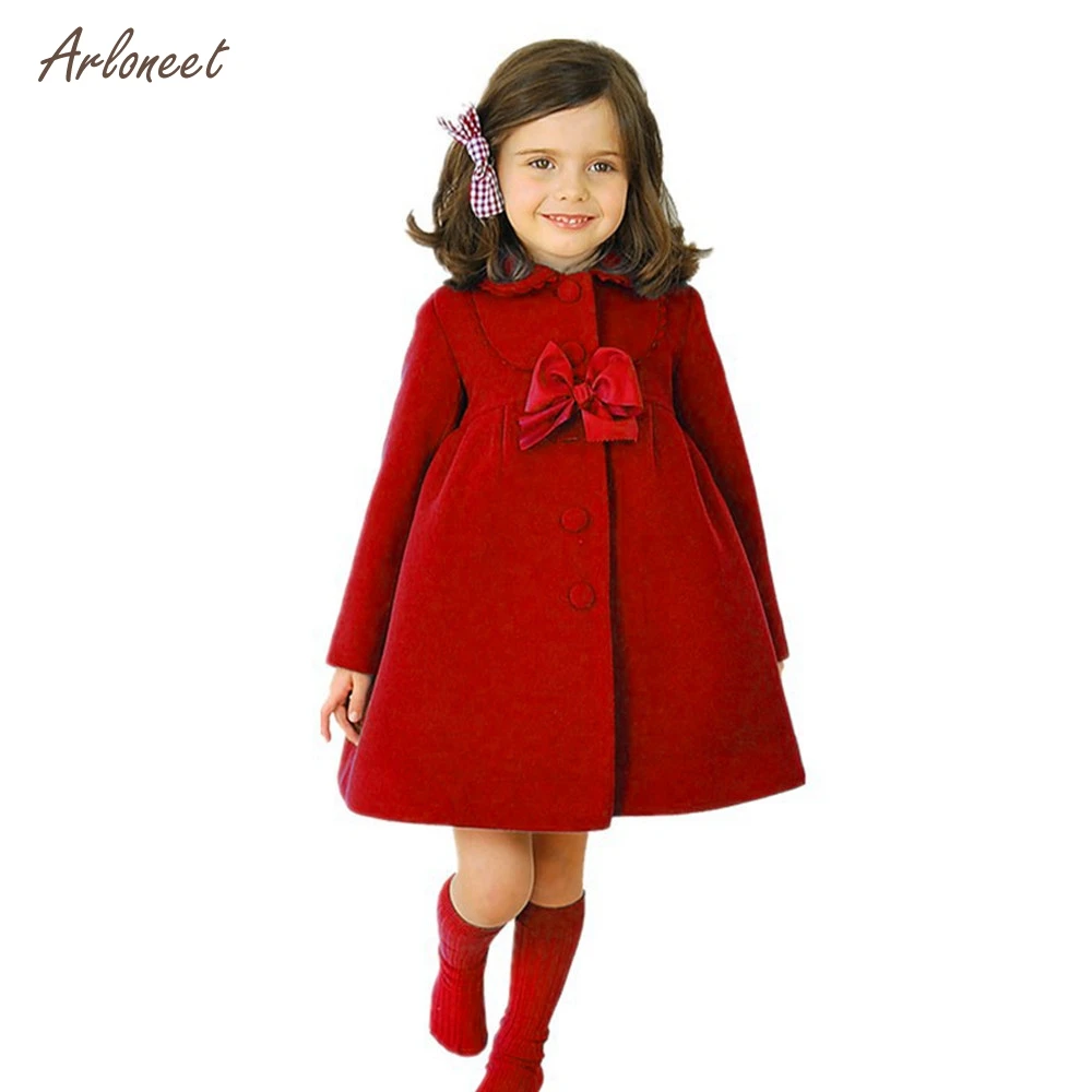 

ARLONEEhot Baby Jackets Clothes Butterflies outside the lace Outwear for Girls Fashion woolen Trench Kids Overcoat Clothing