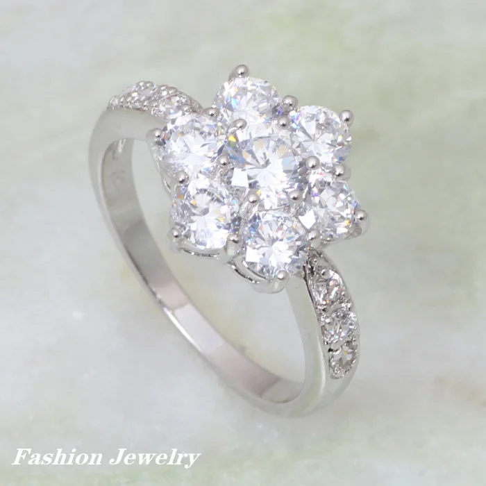 

Trendy christmas CZ Permanent Light Fashion jewelry silver plated Rings size 5.5 6.5 R325