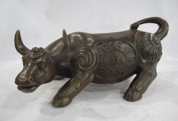 

6 Chinese Feng Shui Bronze Copper Zodiac Year OX Bull Strong Bull Cattle Statue