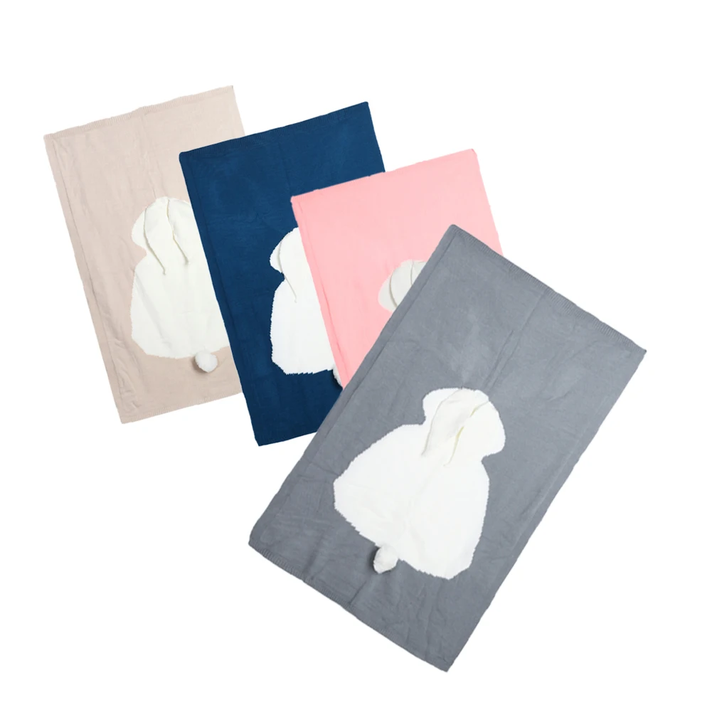 Детское одеяло с мультяшным кроликом для новорожденных, шерстяное одеяло для пеленания, вязаное крючком, детское одеяло, мягкое Пеленальное Одеяло для коляски, банное полотенце