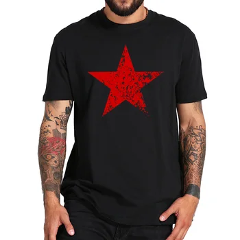 

EU Size 100% Cotton T Shirt Red Communist Star TShirts Fashion Casual Breathable Fitness Crew Neck Homme Tops