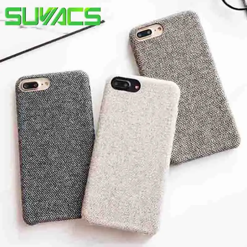 

SUYACS For iPhone 6 6S 7 8 Plus X Case New Cotton-linen Style Soft TPU Mobile Phone Cases Back Cover Shells Fundas Coque Capa