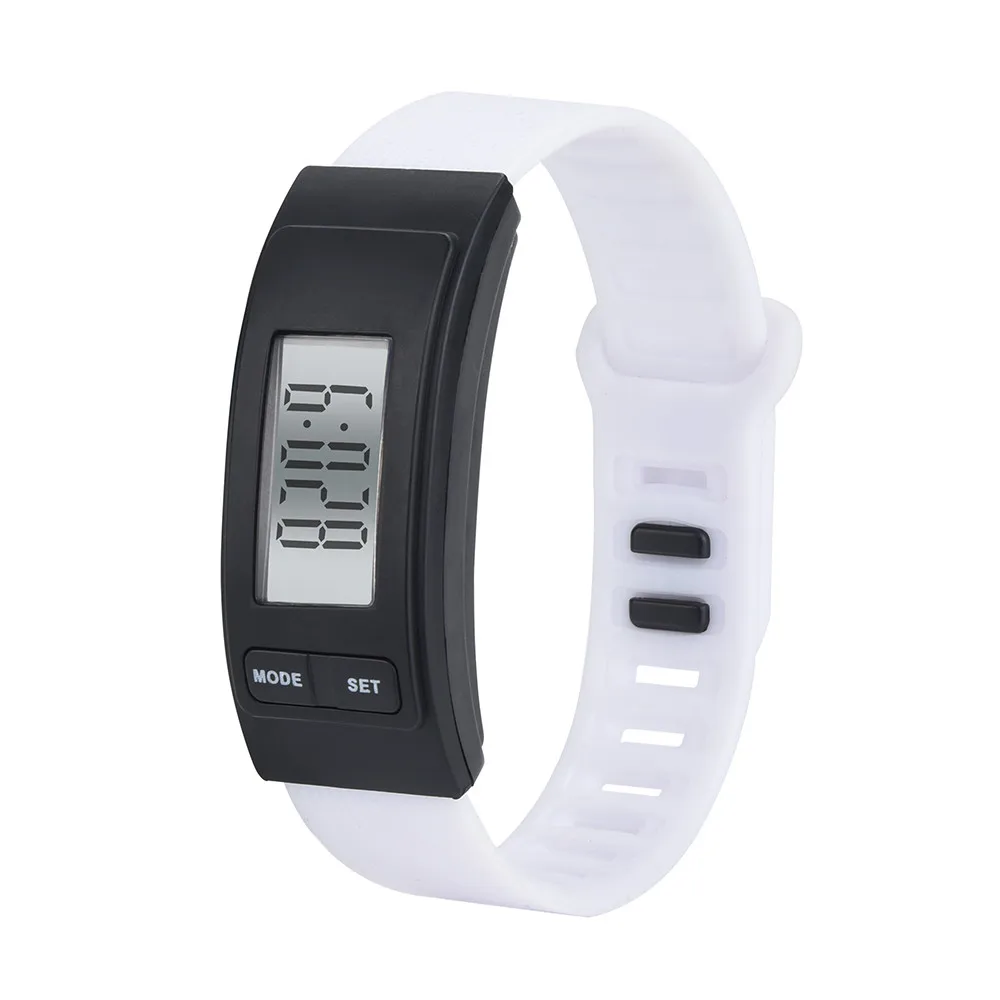 Популярный Электронный шагомер, часы, счетчик пройденного Расстояния, счетчик калорий, цифровой бег, километр, шаги, портативный фитнес-Шагомер - Color: White