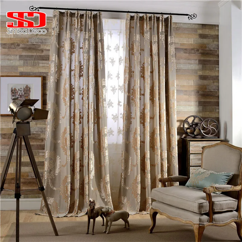 

European Damask Jacquard Curtains For Living Room Drapes Shiny Luxury Velvet Translucent Thicken Tulle For Bedroom Window Decor