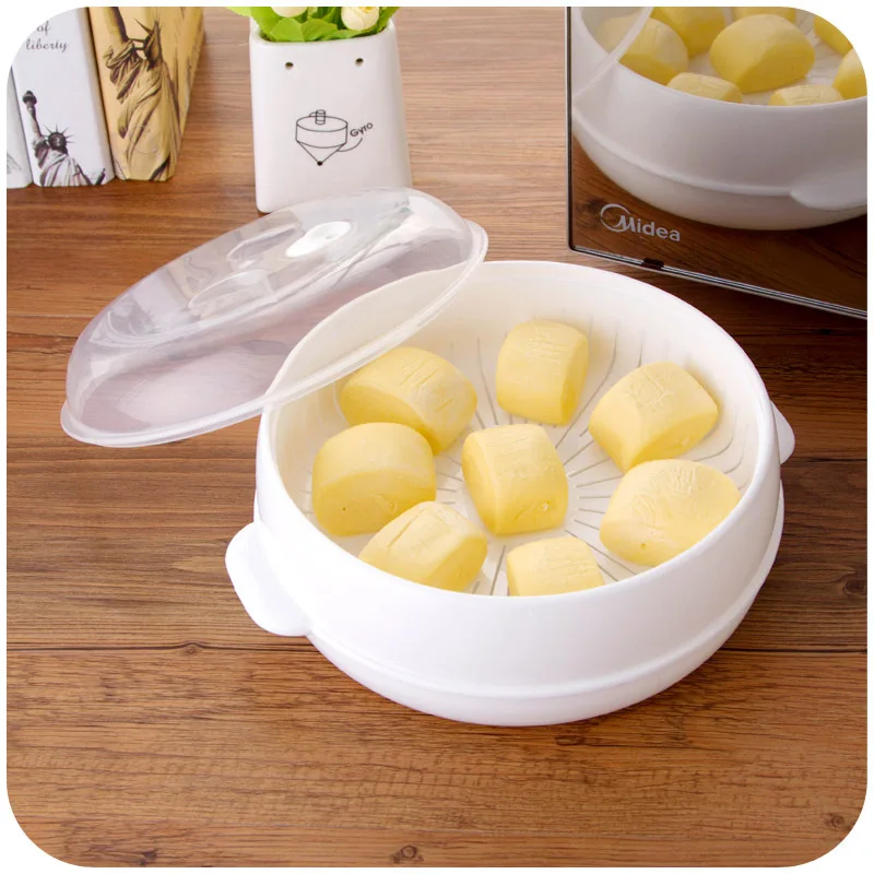vanzlife Large family home dedicated microwave steamer buns circular lid steamer cooking tools