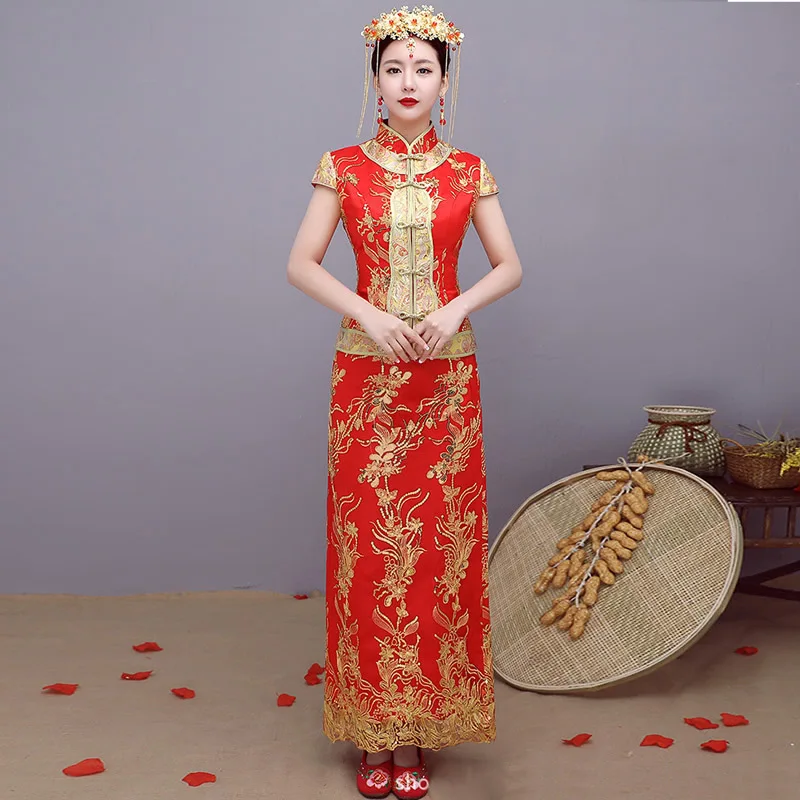 Women Red Traditional Gown 17 Bride Chinese Wedding Dress Vintage