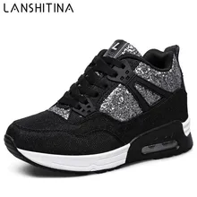 2017 Bling Womens Casual Shoes Spring Autumn Breathable women Shoes Wedges Light Soft Black Shoes Zapatillas Deportivas Hombre
