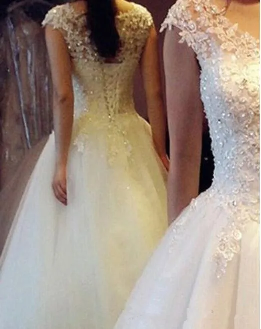 

Robe de mariee Wedding Gown Vintage Romantic Vestidos de Noiva Sequins Vintage Wedding Dresses A Line Lace UP Custom Wedding