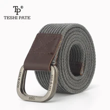 TESHI PATE TP 2017 Alloy double buckle Cotton canvas Men young student juvenile jeans trend belt