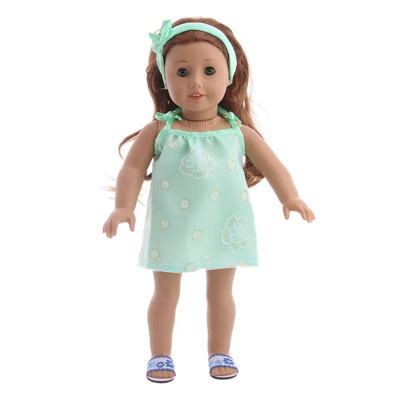 

LUCKDOLL Soft Sling Dress+Head Band Fit 18 Inch American 43cm BabyDoll Clothes Accessories,Girls Toys,Generation,Birthday Gift