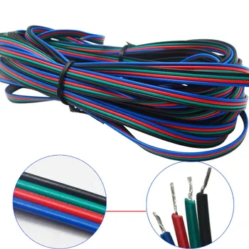 

4Pin 5m 22 awg RGBW LED Extension Connector Wire Cord For LED Lighting Connector Cable for 5050 3528 Strip Extension
