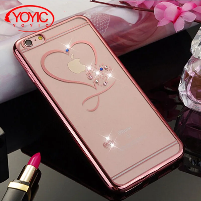 

YOYIC Phone Cases For iPhone 8 7 6 6s Soft Case TPU Crystal Phone Cases Plating Glitter Diamond Cover For iPhone 8 7 Plus Case