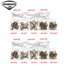 80 шт./кор. рыболовные снасти смешанные Размеры 1/0-2/0-3-0-2/4/6/8/10 рыболовный крючок высокое качество коричневый Цвет большой Рыболовный крючок тройные Крючки