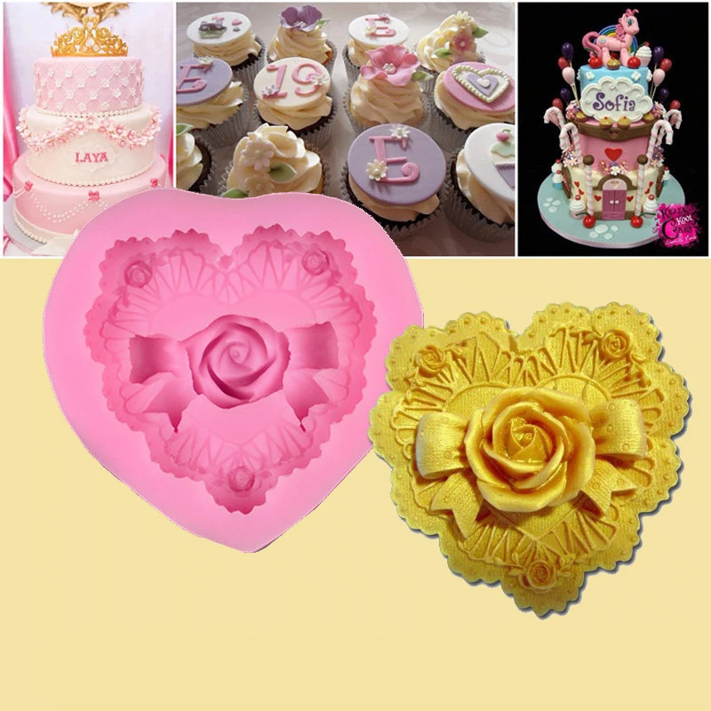 3D Heart Flowers Silicone Mold Fondant Mold Cake Chocolate Decorating Tools PX