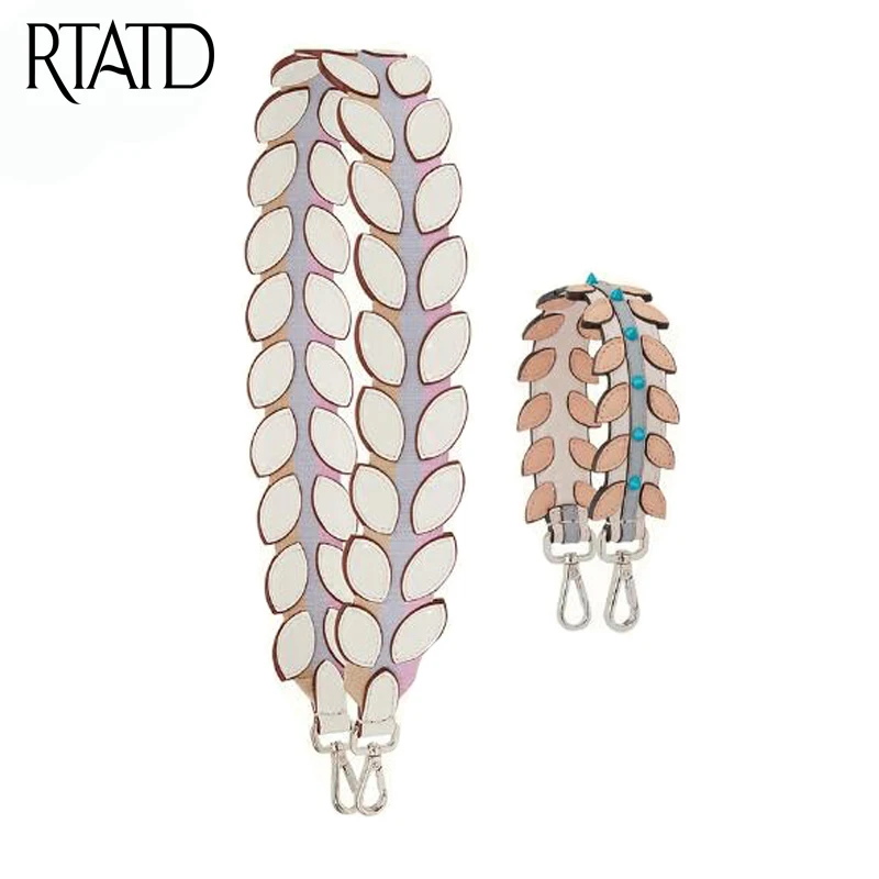 

RTATD Leather Leaf Shape Shoulder Strap For Bags Purses Belts Rivet Petal Strap Belt For Women Handbag Accessoires J010