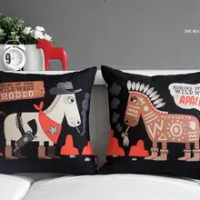 Лошадь-талисман! Мультфильм Ретро толстая хлопковая Подушка для машины, офиса, дома Декор диванные подушки 2 шт./партия