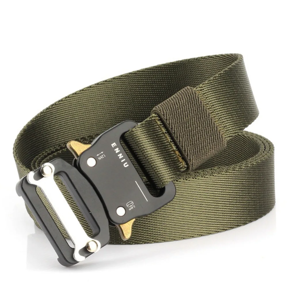 

125cm Outdoor Military Tactical Belt Solid Buckle Nylon Waist Belts Automatic Buckle Belts for Outdoor Hunting Camping Sports