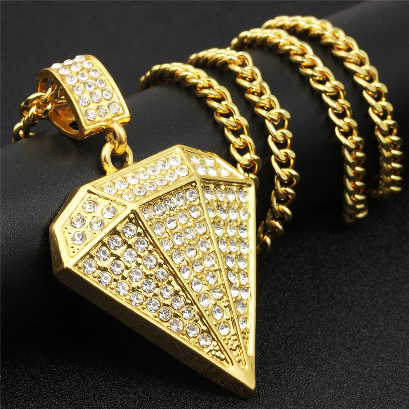 

Full Iced Out Cubic Zirconia Crystal Pendant Necklace for Men Punk Hiphop Necklace Fashion Men Hip Hop Jewelry S4