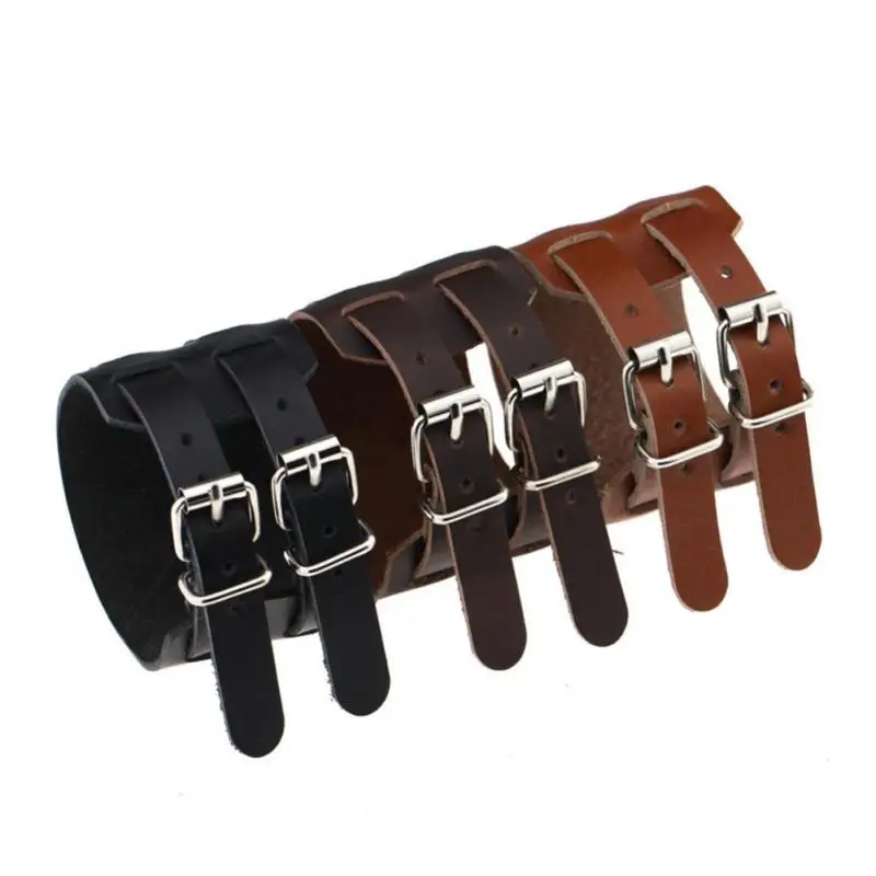 

Rock Style SteamPunk Girl Men PU Leather Wrist Band Bracelet Accessory