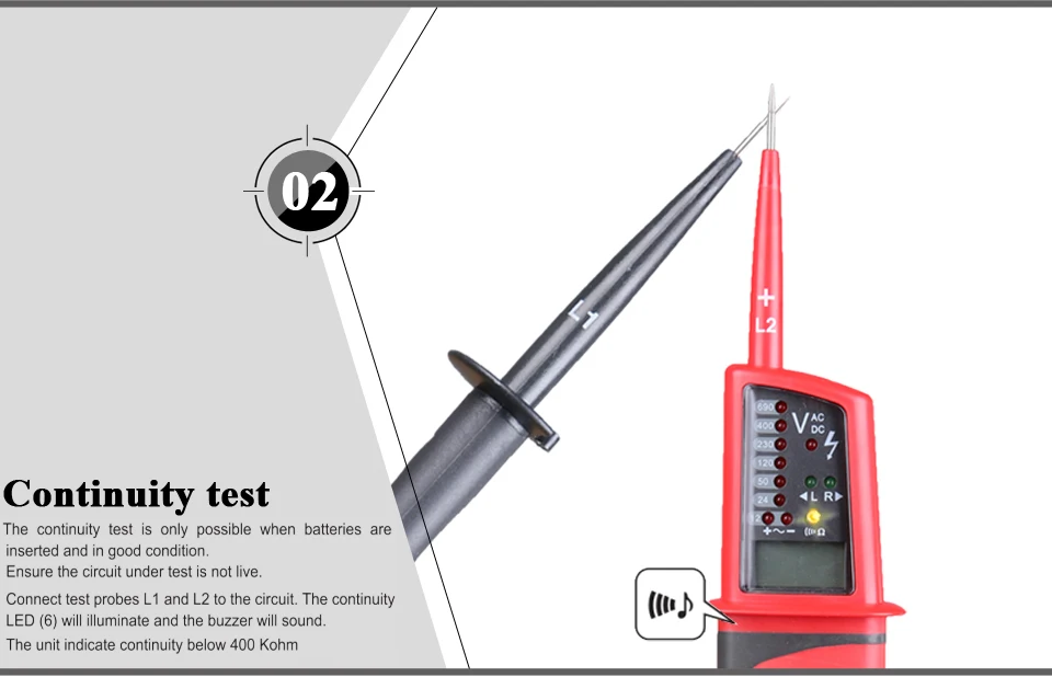 UNI-T UT15B/UT15C тестер напряжения; AC/DC тест напряжения, тест на фазу вращения/одиночный свинец(L2) Обнаружение напряжения Водонепроницаемый Тип