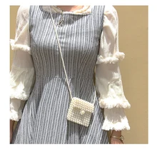 Дизайнерская брендовая ручная сумка с жемчугом, роскошная женская сумка через плечо, ретро модная мини пляжная дорожная сумка Bolsa de perlas small