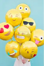 10pcs/lot new round Lovely smile QQ Expression aluminum foil balloons children toys wedding decoration ballons 45*45cm