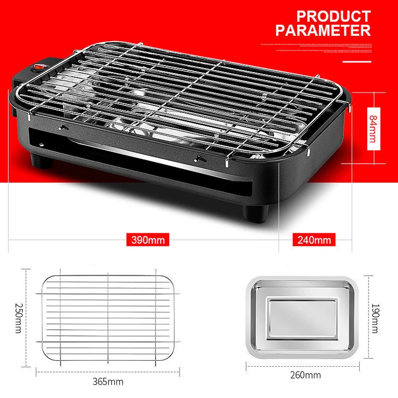 220V Restaurant Electric Grill Griddles Barbecue Portable Churrasqueira