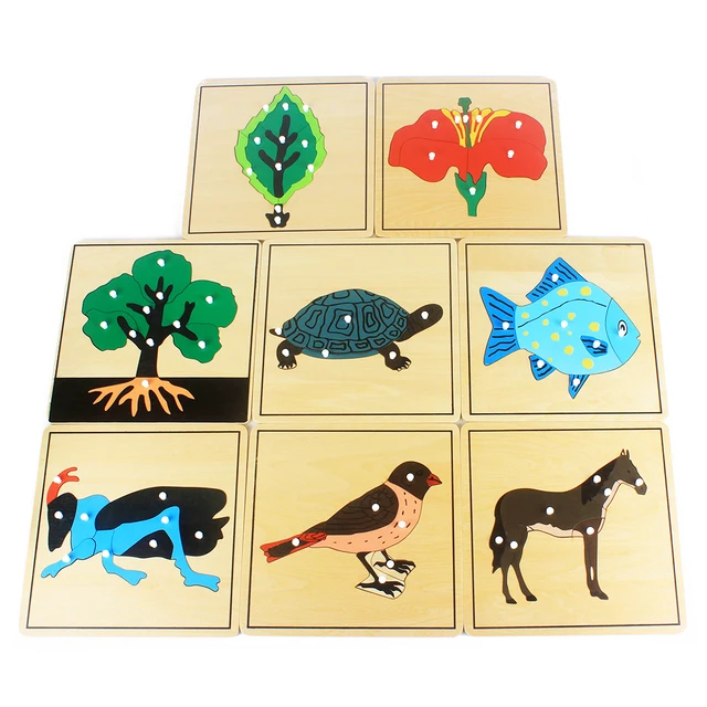 Baby Toy Kids Montessori Flower/Plant/AnimalsPuzzle for Children Wood for Early Childhood Education Preschool Training Learning 1