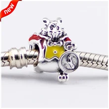 Подходит для Pandora шармы браслеты стерлингового серебра 925 пробы-ювелирные изделия белые бусины кролик с красной желтой эмалью