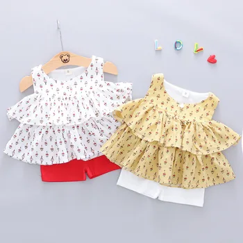 

Summer Toddler Kids Baby Girl Ruffle Clothes Sleeveless Strap Vest Tops Tutu Shorts 2Pcs Sets Kids Casual Outfits Clothing