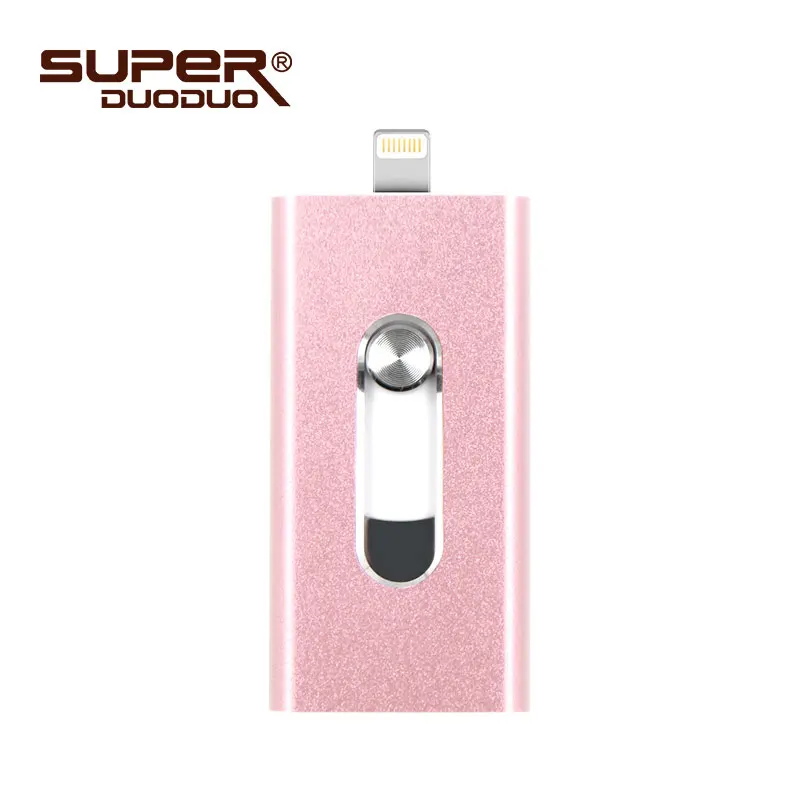 Новинка 3 в 1 usb флеш-накопитель USB 2,0 для iPhone/iPad/IOS/Android/PC 64 ГБ 32 ГБ 16 ГБ 8 ГБ флеш-накопитель высокоскоростной флеш-накопитель - Color: rose-gold