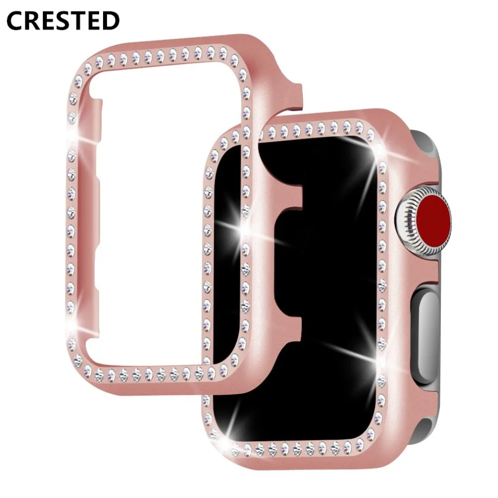 CRESTED Diamond case cover For Apple watch case apple watch 4 3 band 42mm/38mm iwatch band 44mm/40mm Crystal protective shell 2