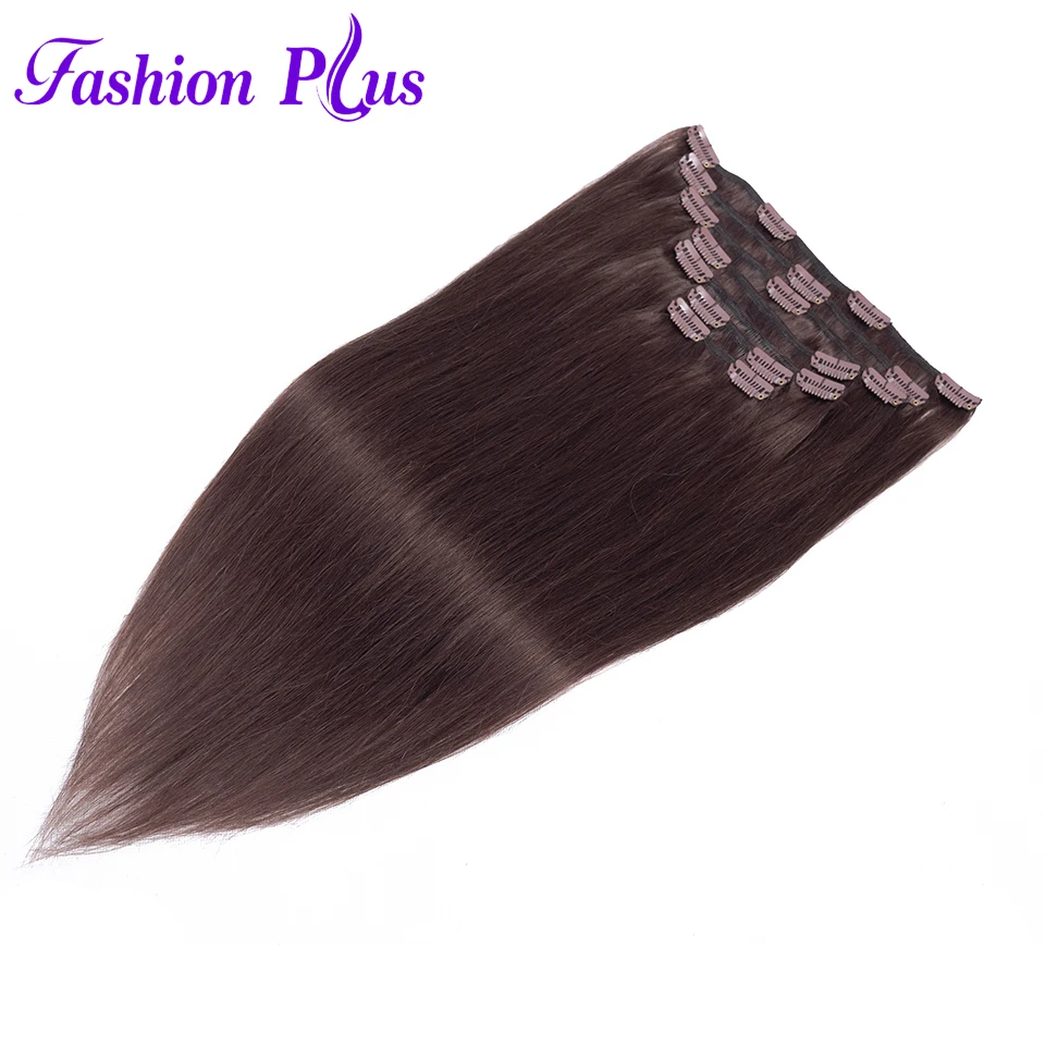  Fashion Plus Clip In Human Hair Extensions Straight Full Head Set 7pcs 120g Machine Made Remy Hair 
