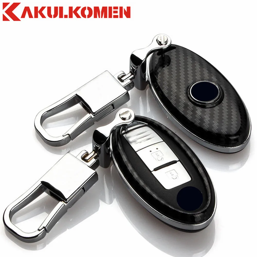 3 Buttons Carbon fiber Print Smart Key Cover Case Keychain For Infiniti EX FX G25 G37