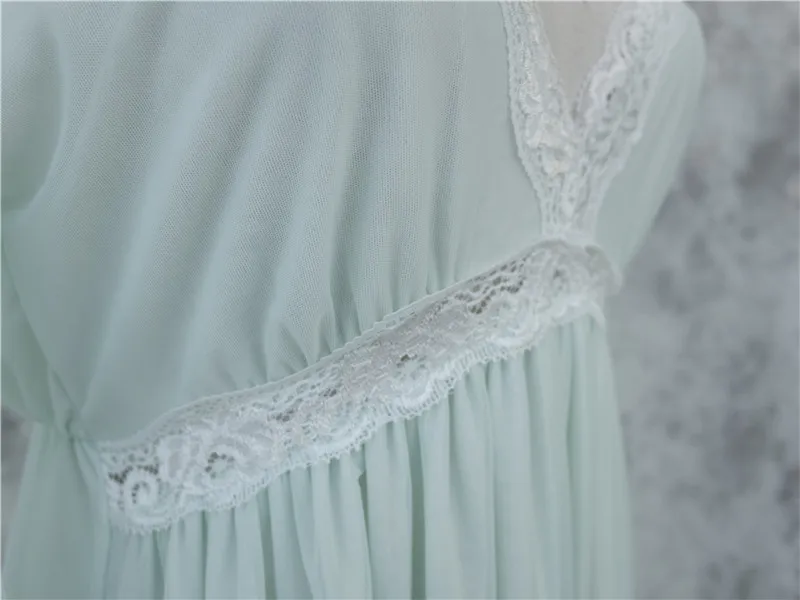 Летняя элегантная одежда для сна романтическая и винтажная Женская Сексуальная кружевная Домашняя одежда Удобная длинная ночная рубашка# H4