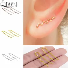 QIAMNI Мода волна серьги-клаймберы в виде капель с кристаллами в форме Для женщин для девушек в стиле панк ухо на гусеничном ходу Обёрточная бумага с квадратными кристаллами вечерние подарок с бабочками и цветами Pendientes